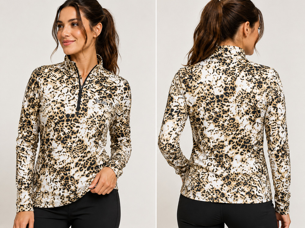 TAIL Activewear Lynx Foil Women’s Golf Pullover XL Animal Print 1/4 Zip NWT